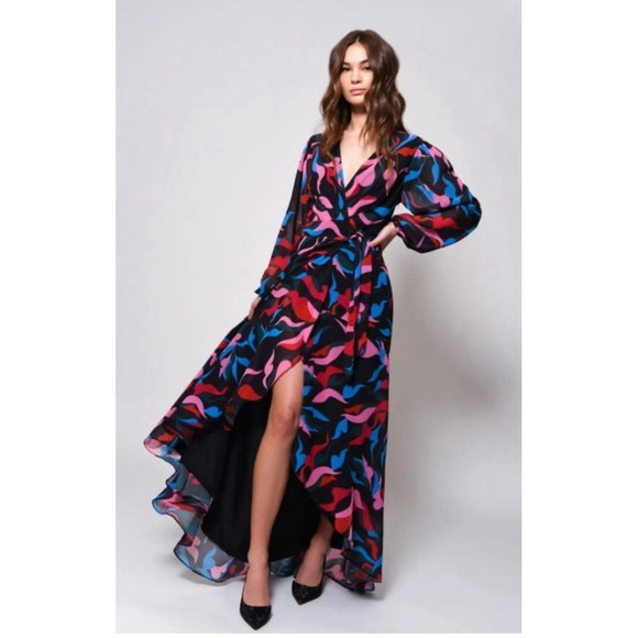 Hutch Dresses & Skirts - Anthropologie Hutch Hi Low Maxi Dress Medium Wrap Ruffle Long Balloon Sleeve